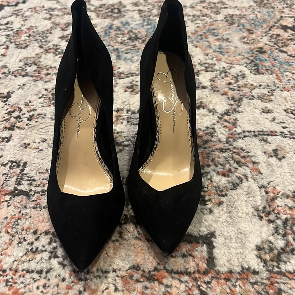 Black suede heels